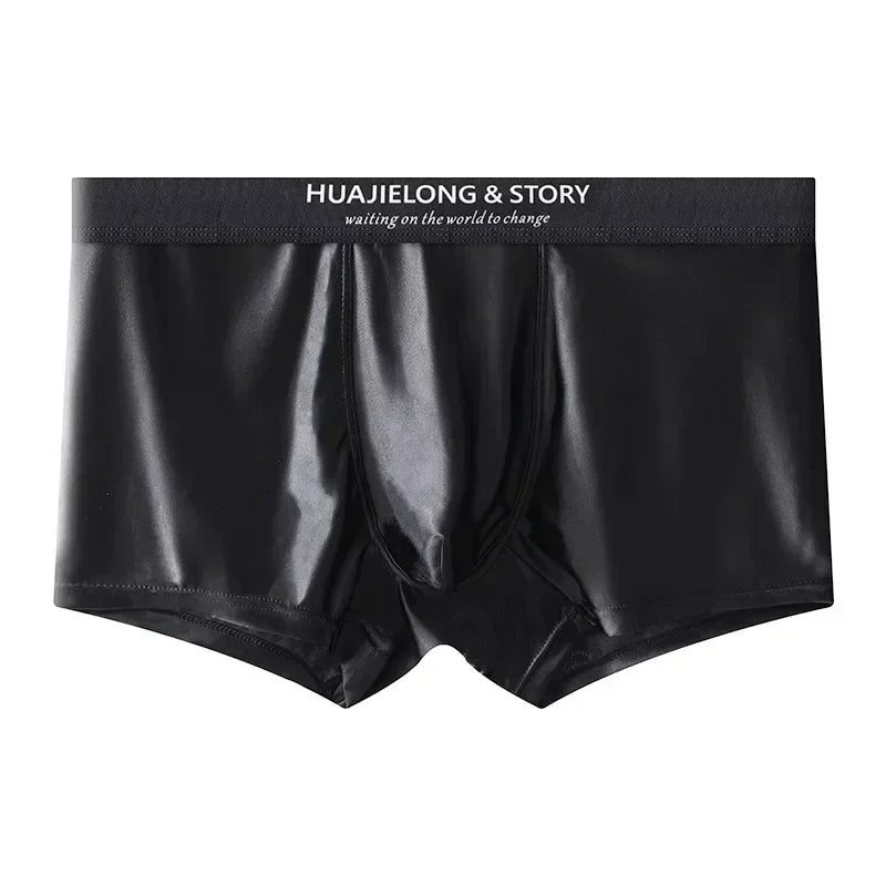 1/3PCS Men's Cool Ice Silk Boxers Shorts Summer Satin-like Solid Underpants Skin Friendly Breathable Mesh Crotch Male Underwear