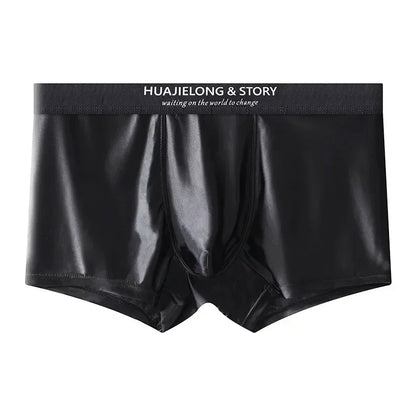 1/3PCS Men's Cool Ice Silk Boxers Shorts Summer Satin-like Solid Underpants Skin Friendly Breathable Mesh Crotch Male Underwear