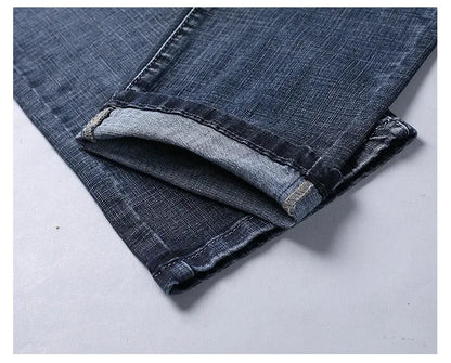 2026 Brand Slim Washed Jeans Casual Straight Stretch Fashion Classic Blue Black Work Denim Trousers Male Brand Clothing