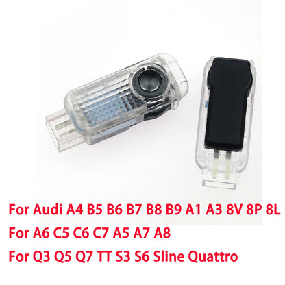 Led Car Door logo Welcome Light For Audi A4 B5 B6 B7 B8 B9 A1 A3 8V 8P 8L A6 C5 C6 C7 A5 A7 A8 Q3 Q5 Q7 TT S3 S6 Sline Quattro