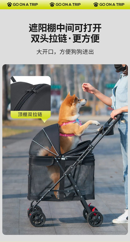 Medium and Large Dog Multi-functional Pet Cart Outdoor Travel Large Walking Dog Cart Portable and Foldable