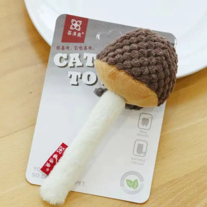 New Simulated Cat Chew Mushrooms Shape Soft Interactive Cat Bite-resistant Non-toxic Realistic Mushroom Cat Interactive Play