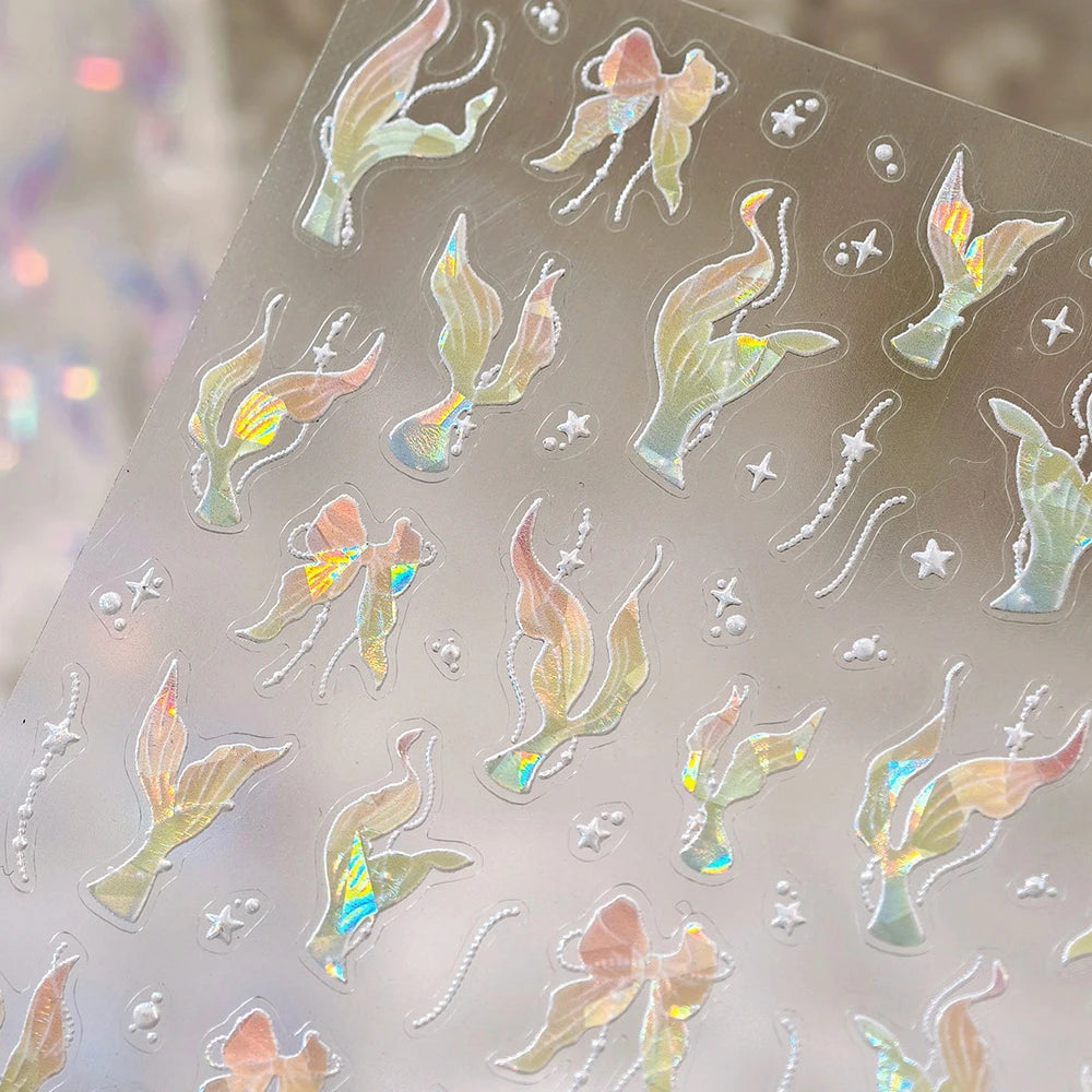Ocean Shell Starfish Shell Conch Whale Dolphin Seahorse Coconut Tree Water Bubbles Self Adhesive Nail Art Sticker Manicure Decal
