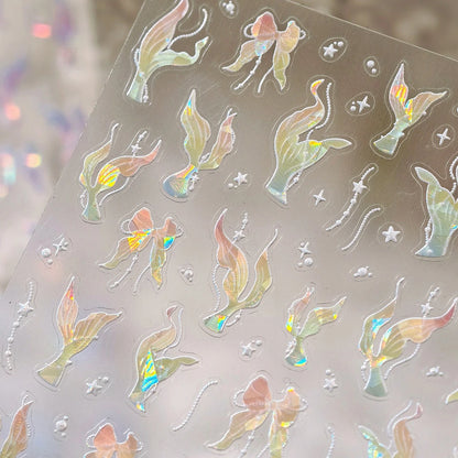 Ocean Shell Starfish Shell Conch Whale Dolphin Seahorse Coconut Tree Water Bubbles Self Adhesive Nail Art Sticker Manicure Decal