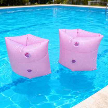 2pc New Macaron Color Inflatable Arm Float Bands For All Age Swimming Arm Rings，PVC Water Floating Sleeves, Summer Swimming Trai