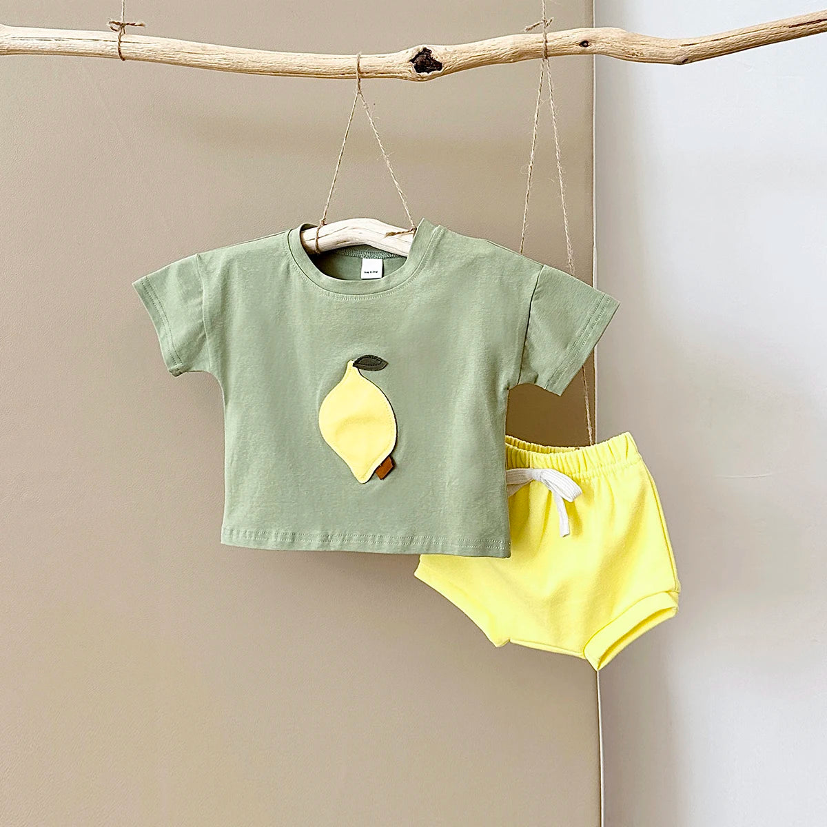 Newborn Summer Baby Clothes 2PCS Infant Toddler Set Fruit Lemon Print Round Neck T-shirt+Shorts Boys Girls Outfit Set 1-3Y