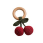 Wooden Baby Teether Cute Fruit Style Handmade Crochet Rattle Toys Newborn Soother Teething Chew Toys for Boys Girls Babies Gifts