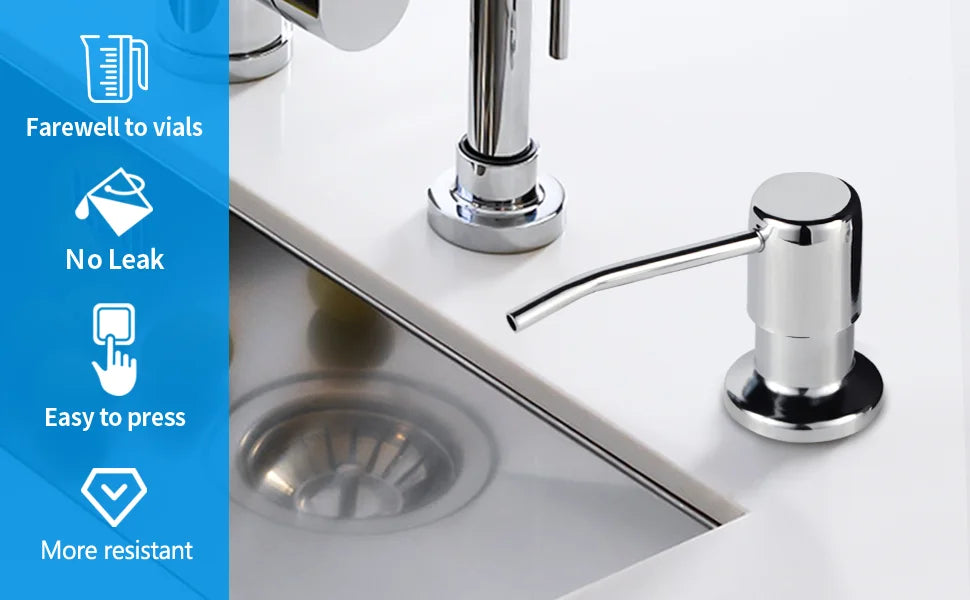Soap Dispenser for Kitchen Sink, Kichen Sink Soap Dispenser,Extension Tube kit, Under Sink Soap Dispenser Pump, No Need More Ref