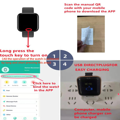 Men Smart Watches Color Screen Bluetooth Woman Fitness Sport Bracelet Health Sleep Monitor Electronic Clock Smartwatch Alarm Y68