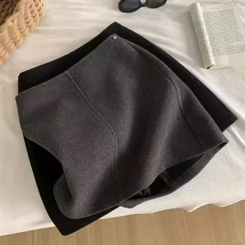 2026 Autumn Winter Vintage Woolen Skirts Women Korean Temperament A-Line Short Skirt Ladies Elegant Versatile Thick Mini Skirts