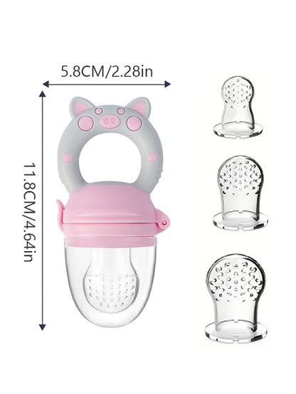 TYRY.HU 4pcs/set Silicone Fruit & Vegetable Feeder for Infants and Toddlers 6-36 months Food Grade Teething & Feeding Pacifier