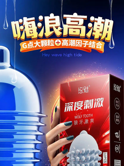 5D Dotted Condoms with Mustache Ribbed G Point Latex Ultra Thin Condom Orgasm Contraceptives Stimulate Vaginal Adults Sex Toys