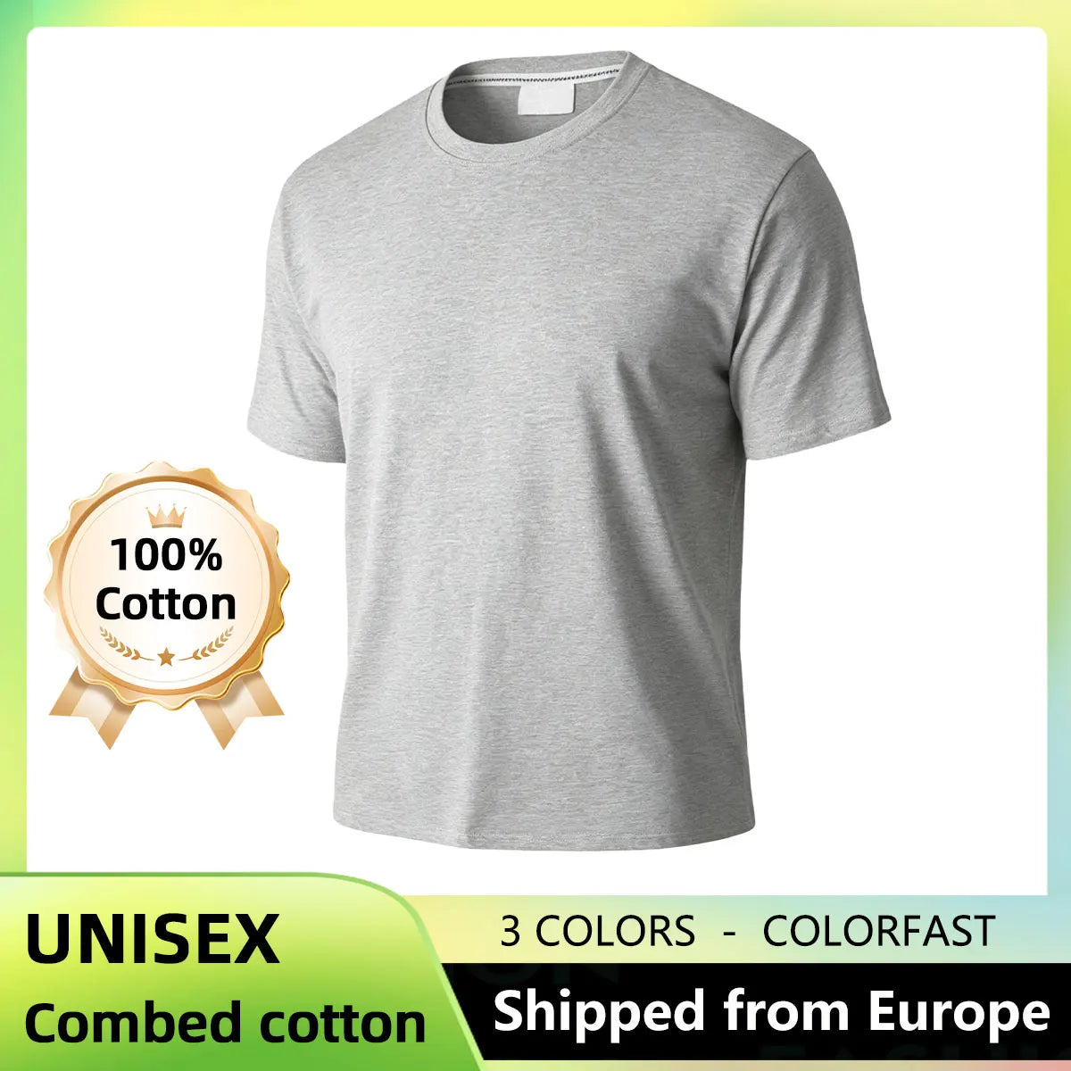 100% Cotton T shirt Classic everyday Versatile Women's Men's Crew neck T shirt, Comfortable and Breathable Solid Unisex Tshirt