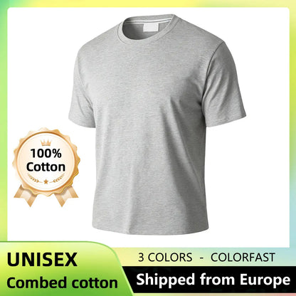 100% Cotton T shirt Classic everyday Versatile Women's Men's Crew neck T shirt, Comfortable and Breathable Solid Unisex Tshirt
