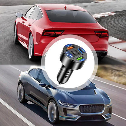 250W Car Charger 5 Ports LED Digital Display USB PD Type C Fast Charging Car Phone Charger Adapter For IPhone 15