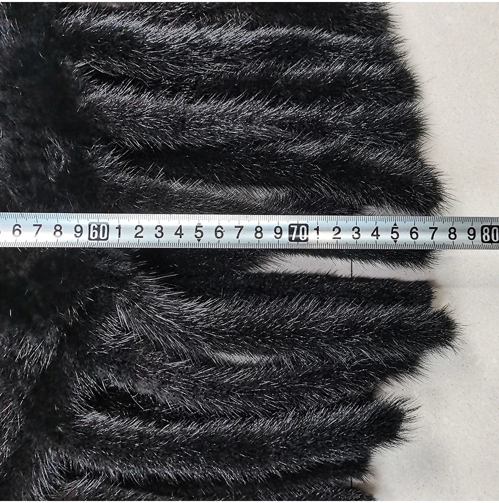 Fashion Women Fur Shawl Winter Knitted Real Mink Fur Stole With Fur Hood Knitted Mink Poncho Pashmina