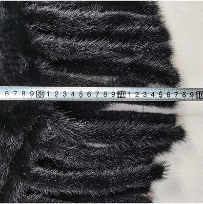 Fashion Women Fur Shawl Winter Knitted Real Mink Fur Stole With Fur Hood Knitted Mink Poncho Pashmina