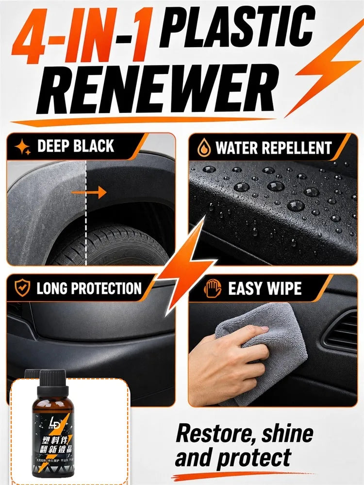 Hydrophobic Plastic Restorer Kit – Repels Water & Restores Gloss on Car Trim, Long-Lasting Coating for Exterior Detailing