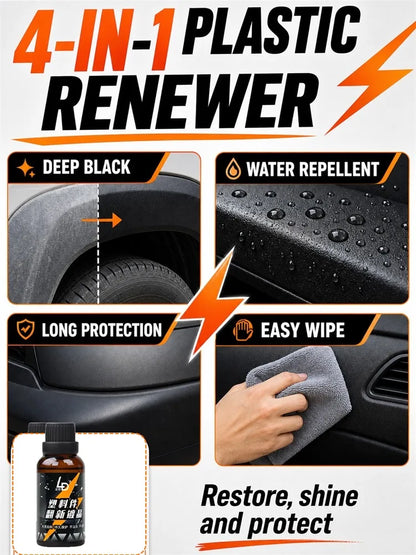 Hydrophobic Plastic Restorer Kit – Repels Water & Restores Gloss on Car Trim, Long-Lasting Coating for Exterior Detailing