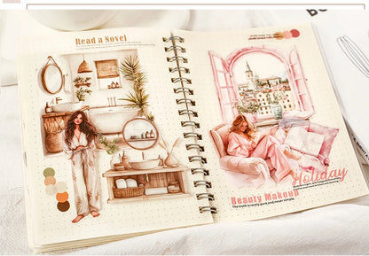 JIANQI 20 Sheets PET Die cut Stickers book Girl's Handbook Decorative handmade Scrapbooking Material Diary Album Craft Supplies