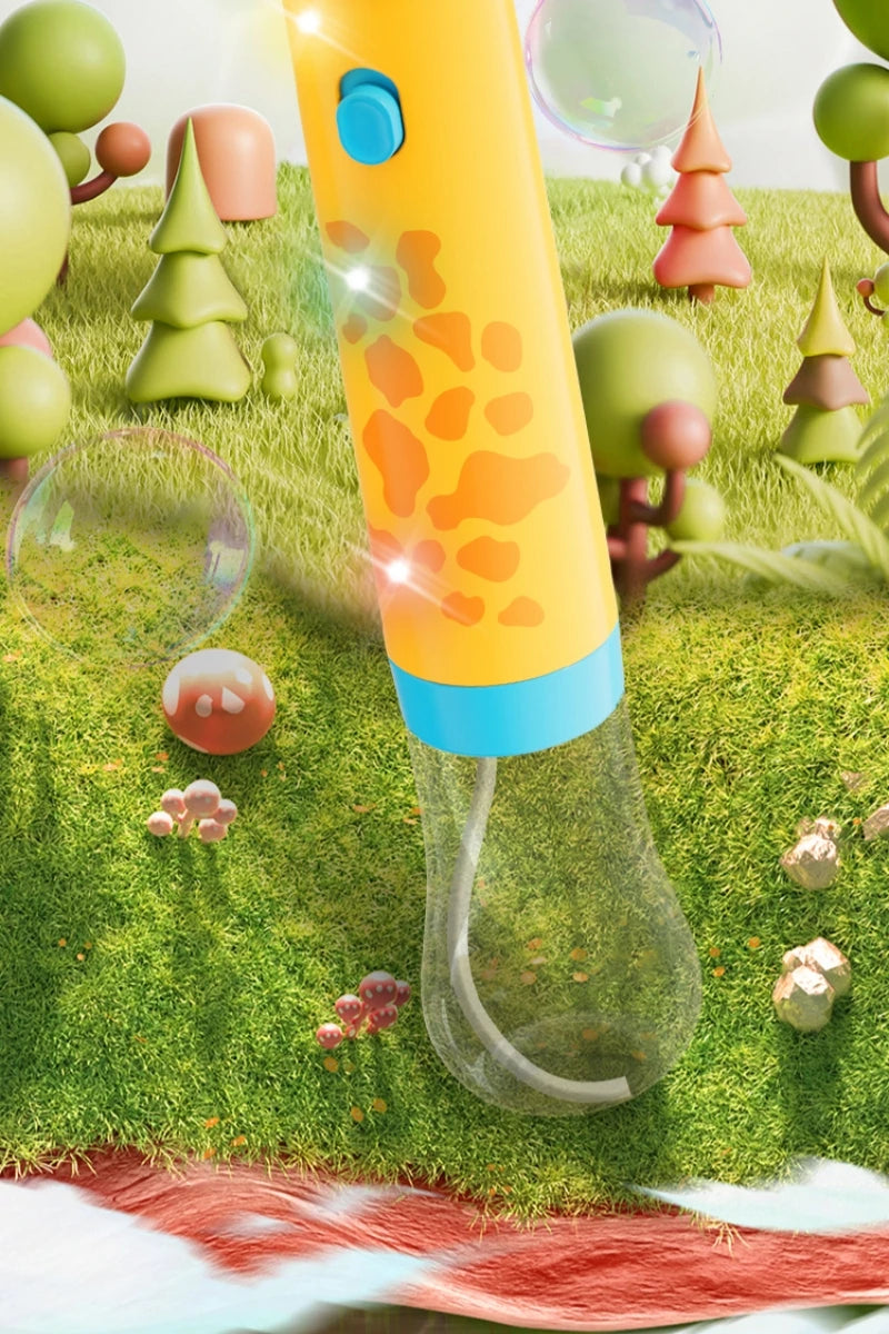 Cartoon Dinosaur Giraffe Bubble Blowing Machine for Children, Fully Automatic Handheld Bubble Stick, Luminous Bubble Toy