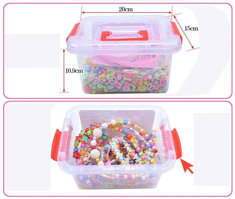 1000Pcs DIY Handmade Beaded Toy with Storage Box Creative Girl Jewelry Bracelet Jewelry Making Toys Educational Children Gift