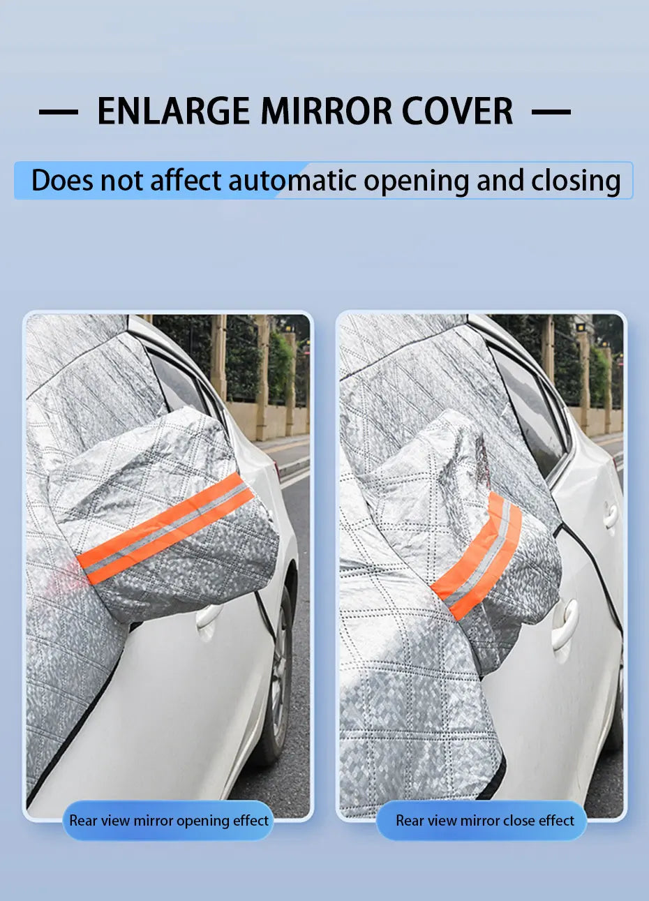 SEAMETAL Upgraded Car Window Snow Cover Large Size Windshield Snow Shield with Hood Cover Universal for Sedan Suv Hatchback