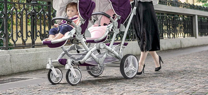 Foldable Twin Baby Stroller,Double Seat Baby Stroller for Two Babies,Shock-absorbing Twin Baby Stroller,Multi-function