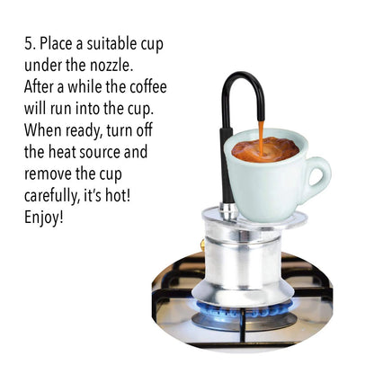 50ML Single Tube Moka Pot Cup Aluminum Alloy Spout Stovetop Italian Coffee Maker for Outdoor Parties Travel Kitchen Accessories