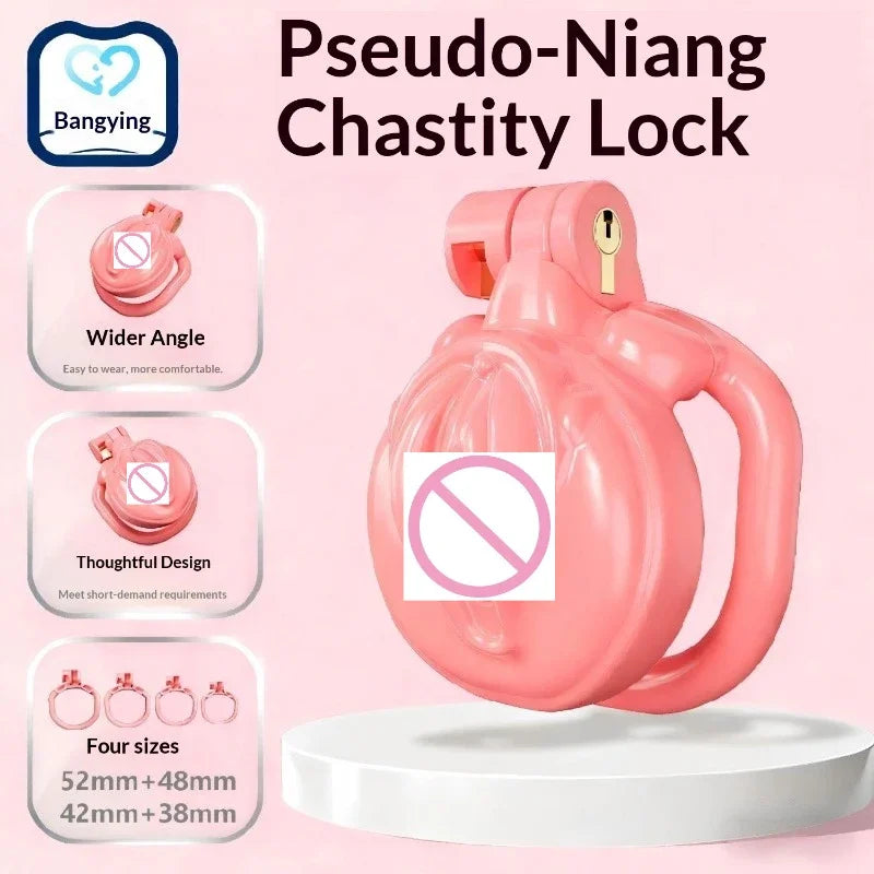 New Fashion SM Male Crossdressing Chastity Lock Pink Chastity Lock Adult Sex Toy Wholesale to Prevent Masturbation