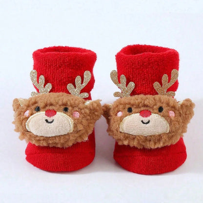 Cute Santa Claus Doll Knitted Baby Socks Newborn Toddler Soft Snowman Deer Warm Floor Socks Girls Infant Boys Mid Socks New