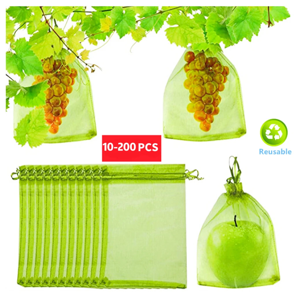 Reusable Drawstring Plant Protection Net Bags Garden Pest Proof Cover For Fruit Trees Vegetables Grapes Strawberries Berries
