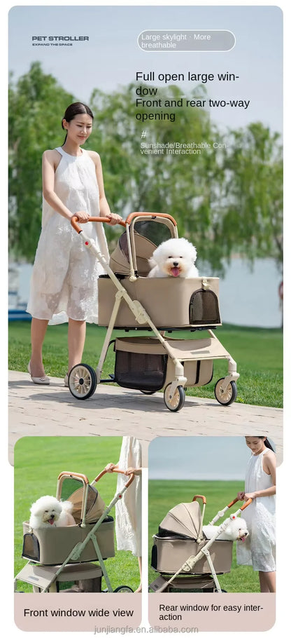 Cat Trolley Cat Stroller Outdoor Pet Stroller Dog Pet Carriers & Travel Products Pet Stroller Double
