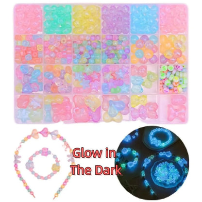 24 Grid DIY Handmade Beaded Kit Toy Creative Colorful Beads Bracelet Making Kit Kawaii Candy Color Beads Toys for Children Girl