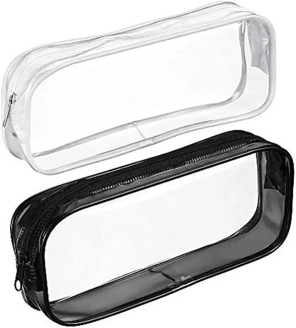 Solid Color Transparent Waterproof Pencil Case – Large Capacity Makeup & School Supply Organizer for Girls and Office Use