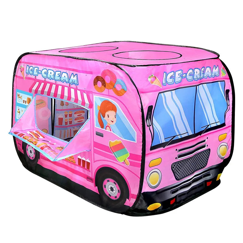 Game House Play Tent Fire Truck Police Bus Foldable Pop Up Toy Play House Children Toys Tent Ice Cream Firefighting Model House