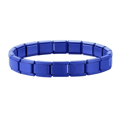 New Women's Men's Jewelry DIY 9MM Width Italian Elastic Charm Bracelet Solid Color Stainless Steel Fashion Bangle