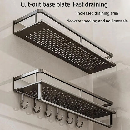 Shower Shelf No Drill Wall Mount with Removable Hook Self-Adhesive Quick Drain Shelf for Bathroom and Kitchen Bathroom Shelf