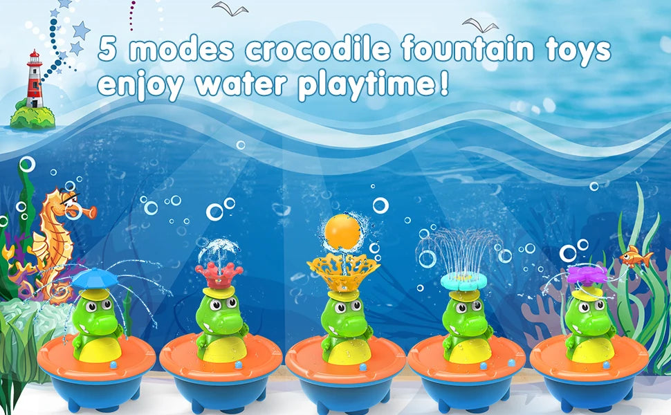 Baby Bath Toys, Glowing Crocodile Water Spray Toys, Multiple Water Spray Modes, Children's Bathroom Swimming Supplies Gifts