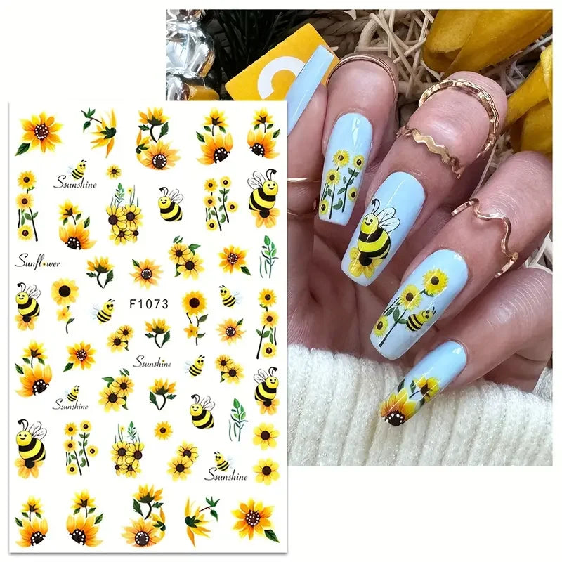 Black and White Love Flowers Line Art 3D Stickers Nail Decals Nail Art Accessories Butterfly Rose Nail Stickers Nail Sliders