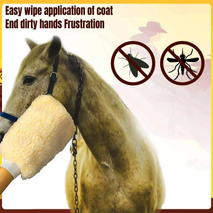 Tick Mitt Applicator Glove for Horses, Fleece Grooming Mitt for Bathing Cleaning, Multifunctional Animal Glove Cats Dogs Bunny