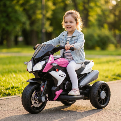 3-wheel 6 V electric Motorbike for children, electric car for 3- to 5-year-olds, with light and sound effects, 86x42x52cm, pink