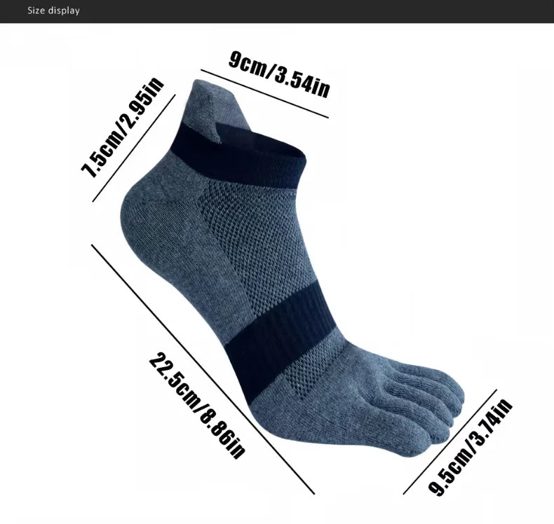 Man Toe Sport Socks Mesh Business Sweat-Absorbing Shallow Mouth Striped Fitness Travel 5 Finger Ankle Cotton Men
