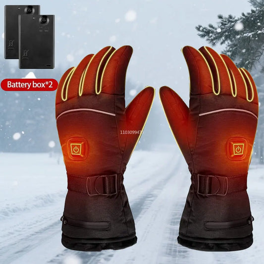 Men Electric Heated Skiing Gloves Smart Electrical  Winter Warm with Battery Case Gloves Touch Screen Electric Heated Equipment