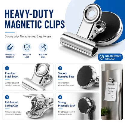 Strong Magnets Magnetic Clips Bulldog Clips Heavy Duty Magnetic Clips Perfect for Whiteboard Magnets Photo Displays Home