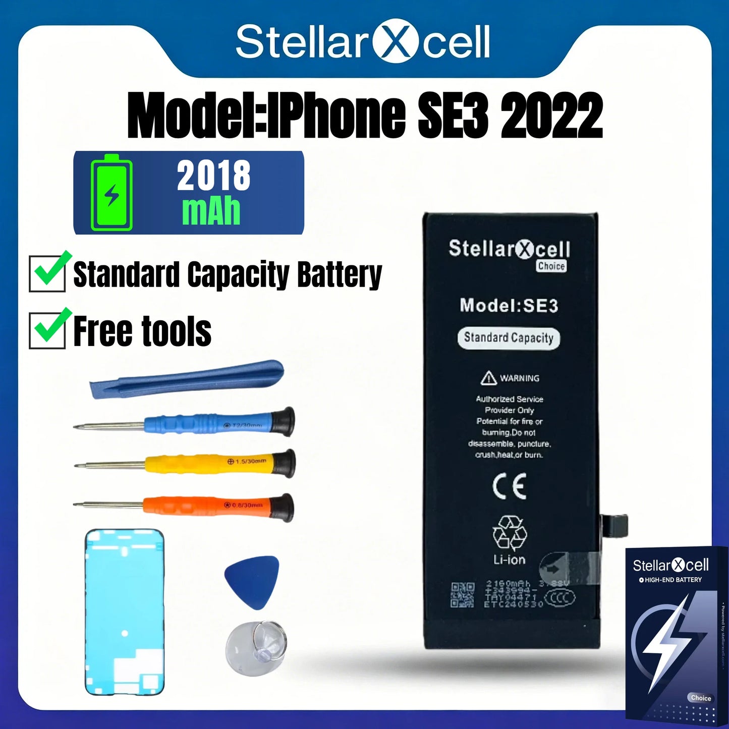 StellarXcell Choice Battery for iPhone 11 12 13 14 15 Mini Plus Pro Promax Original Capacity Replacement Bateria High Quality