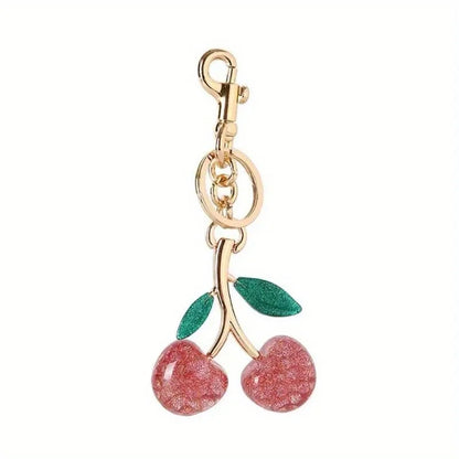 Cherry Bag Charm Women Key Rings keychain Retro-Cool Cherry Motif In Glittery Resin Clip it To Favorite Bag Set of Keys For