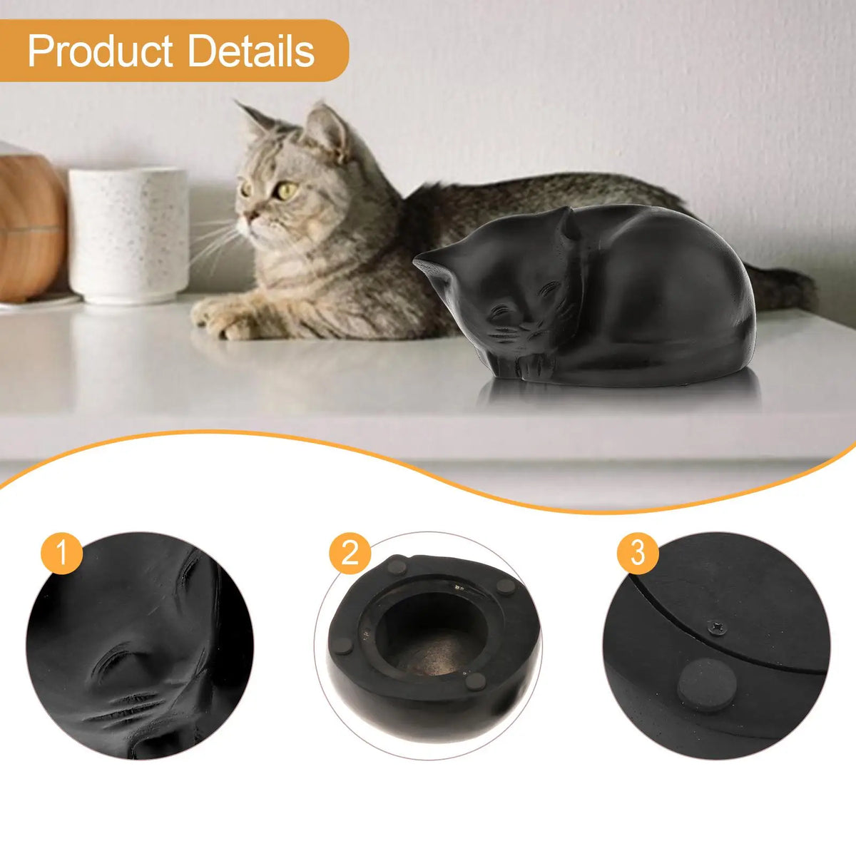 Cat Urn for Ash Memorial Keepsake Pet Figurine, Memorial Pets Gift Remembrance Funeral Urn for Shelf Mantel Garden