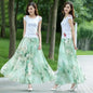 PTKPCC New Chiffon Floral Maxi Summer Skirt Women Long High Waist Holiday Dance Skirt Elegant Beach Boho Hot Sale  Skirts