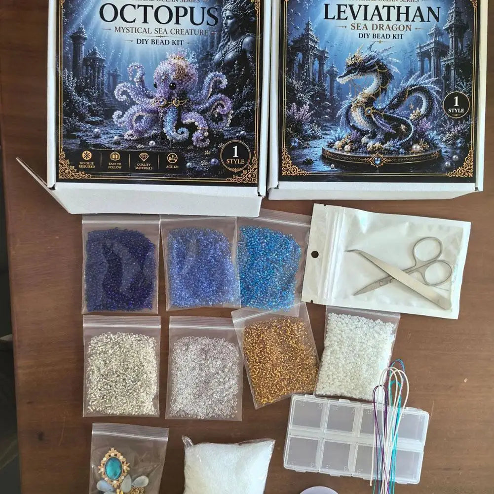 3D Ocean Animals DIY Beaded Craft Kit Beginner Friendly Handmade Marine Animal Bead Making Material Set